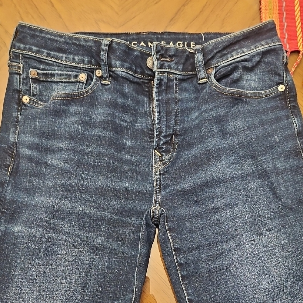 American Eagle Outfitters Blue Bootcut Jeans with Contrast Stitching